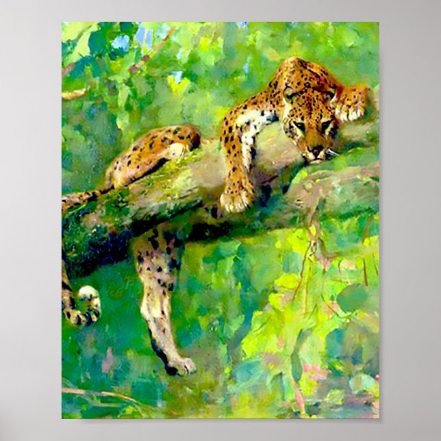 Poster Leopardo em uma árvore por Arthur Wardle (Frente)
