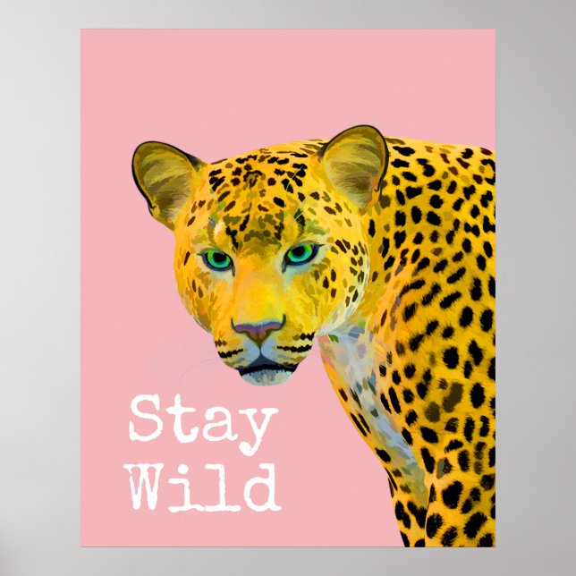 Poster Leopardo inspirador fica cor-de-rosa (Frente)