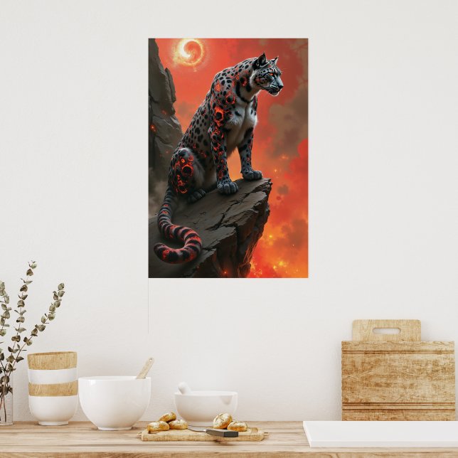 Poster Leopardo Majestoso Sob O Céu Fiery (Cozinha)