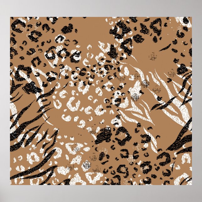 Poster Leopardo moderno: padrão natural selvagem. (Frente)