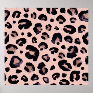 Poster Leopardo Neve, Textura Desenhada À Mão.