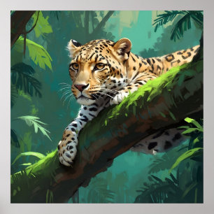 Poster Leopardo Realista na Arte Animal Selvagem