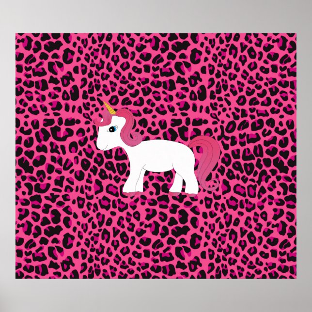 Poster Leopardo rosa-rosa-unicórnio bonito (Frente)