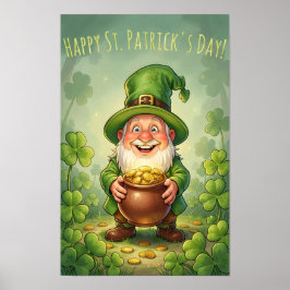 Poster Leprechaun Gnome Happy St. Patrick's Day Shamrock