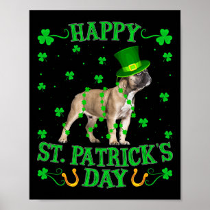 Poster Leprechaun Hat French Bulldog Rua. Dia de Patrick