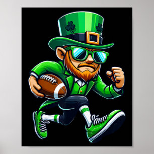 Poster Leprechaun Jogando Futebol Dia de São Patrício Esp