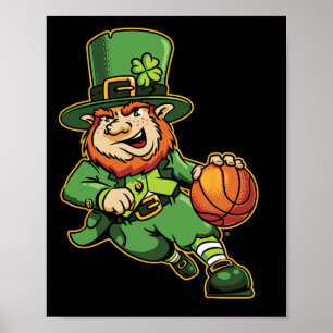 Poster Leprechaun Kids Bysketbyll Dia de São Patrício Luc