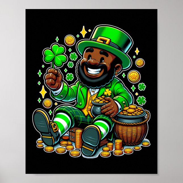 Poster Leprechaun Saint Patrick, afro-americano negro (Frente)