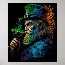 Leprechaun Smoking Pipe Ai Art da rua
