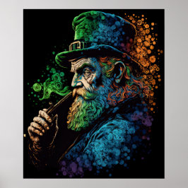 Poster Leprechaun Smoking Pipe Ai Art da rua