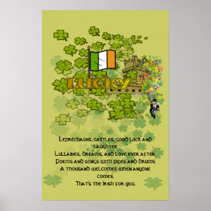 Poster Leprechauns, castelos, boa sorte e riso