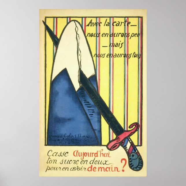 Póster Leque do Açúcar ~ Vintage Guerra Mundial Francesa  (Frente)