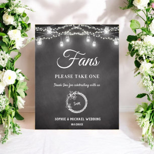 Poster Leques de Programa de Casamento Preto Branco Assin