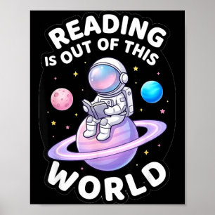 Poster Ler é fora deste mundo livros engraçados do espaço