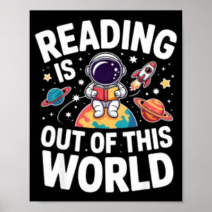 Poster Ler é fora deste mundo livros engraçados do espaço