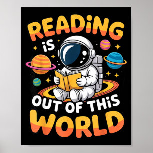 Poster Ler é fora deste mundo livros engraçados espaciais