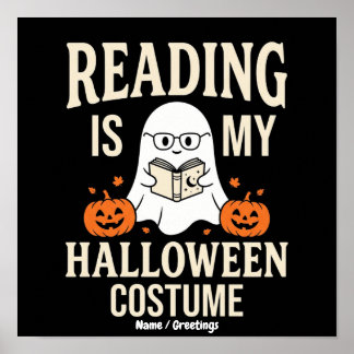 Poster Ler É Meu Fantasia de Halloween Livro de Fantasma