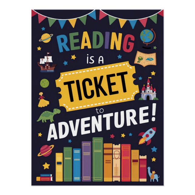 Póster Ler é um Bilhete para o Adventure Poster 2 (Frente)