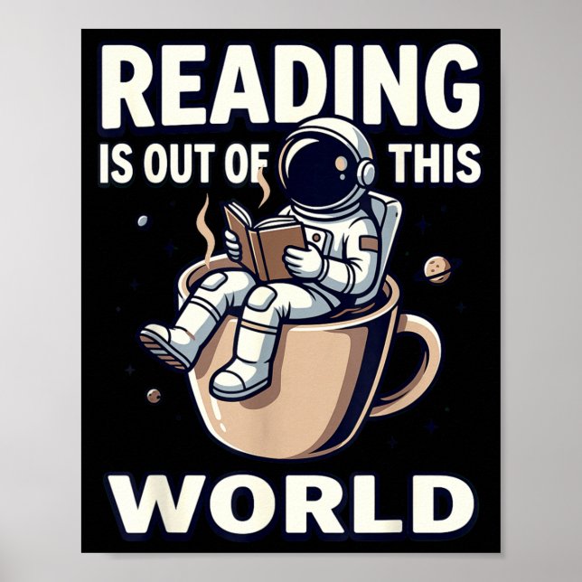 Poster Ler é um livro de café de astronauta fora deste mu (Frente)