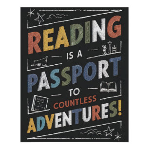 Póster Ler é um Passport para um Posto de Aventuras Incon