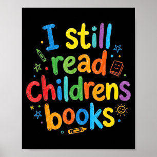 Poster Ler livros infantis bibliotecário engraçado profes