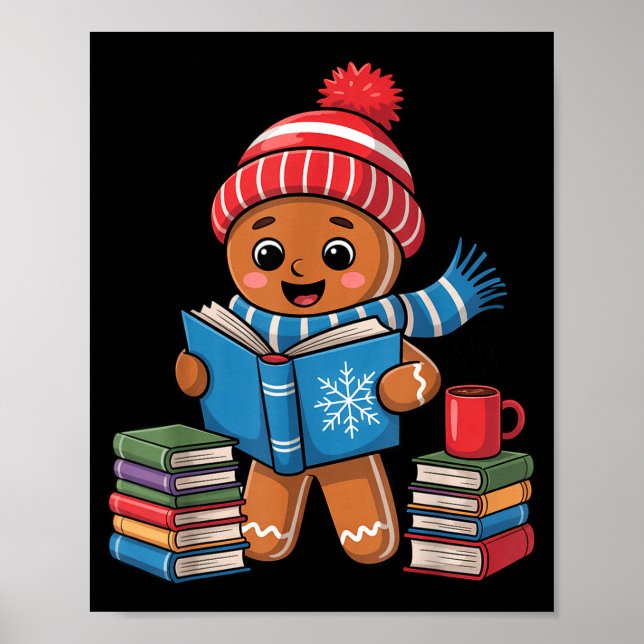 Poster Ler Minhoca De Natal Biscoito De Natal Lendo Livro (Frente)