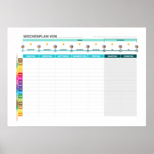Poster Lernuhr Zubehör Jahreskalender + Wochenkalender