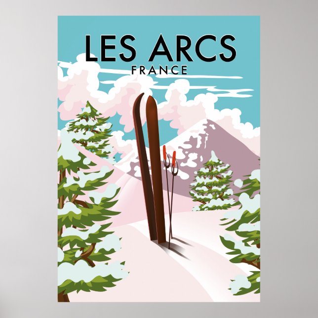 Poster Les Arcs France viagem ski (Frente)