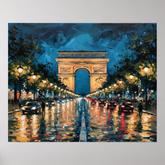 Poster Les Champs-Élysées Paris França À Noite