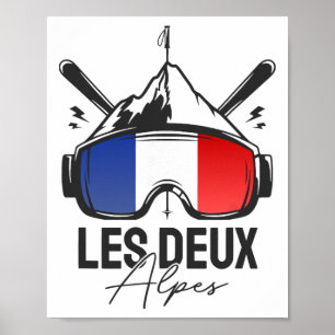 Poster Les Deux Alpes França Estação de Esqui Esqui Retro