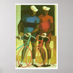 Póster Les Deux Cyclistes - dois óleo Paintin dos