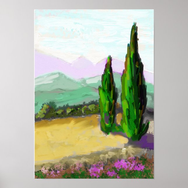 Poster Les deux cyprés en Provence, Vaucluse. (Frente)