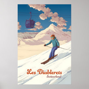 Poster Les Diablerets Resort de Esqui Suíça Viagem