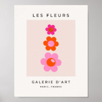 Les Fleurs 01 Floral Retro Rosa E Flores Laranja