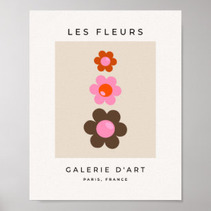 Poster Les Fleurs 03 Abstract Flower Pink Olive Floral