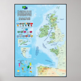 Poster Les nações celtiques : carte, drapeaux et langues