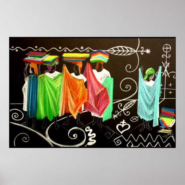 Poster Les Vendeuses de Tissus Haitienne (Frente)