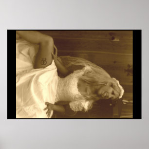 Póster Lésbica bonita no vestido de casamento 02