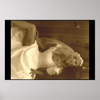 Póster Lésbica bonita no vestido de noiva 02