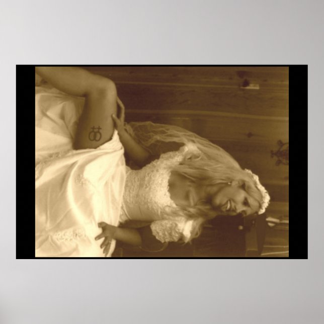 Póster Lésbica bonita no vestido de noiva 02 (Frente)