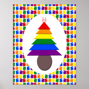 Poster Lésbicas Árvore de Natal Rainbow e Presentes