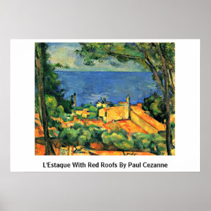 Póster L'Estaque Com Telhados Vermelhos Por Paul Cezanne