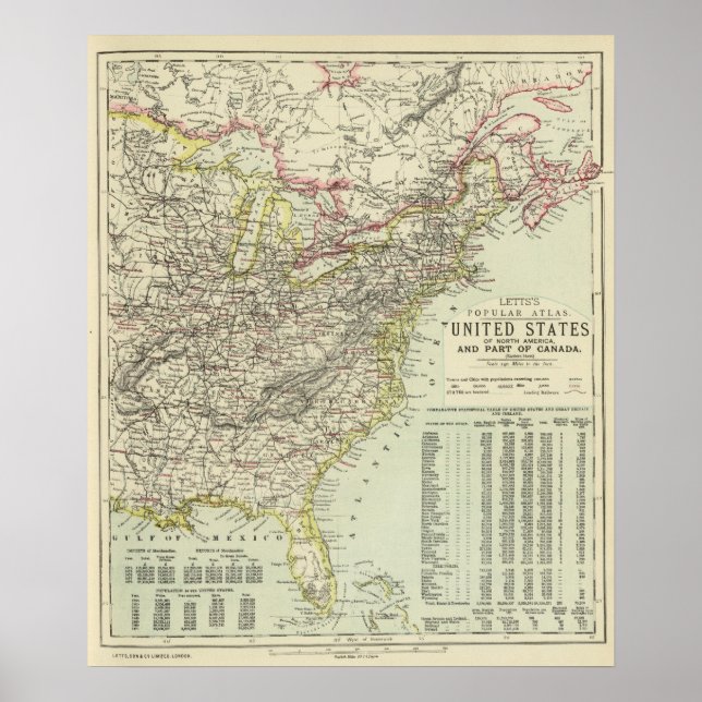 Póster Leste dos EUA (Frente)