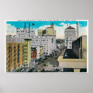 Póster Leste em Broadway do hotel de San Diego