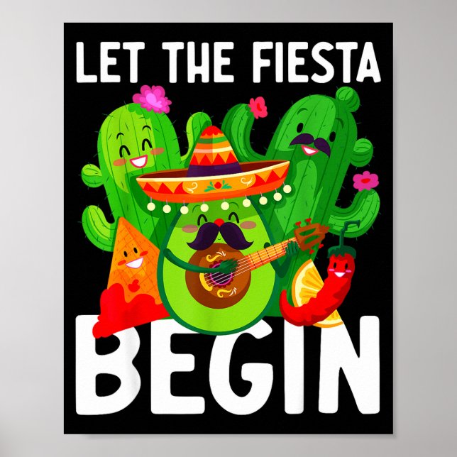Poster Let the fiesta begin funny cinco de mayo mexican L (Frente)