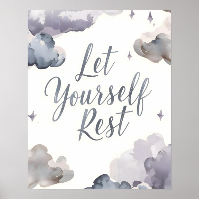 Poster Let Yourself Rest Inspirational Quote Typography (Frente)