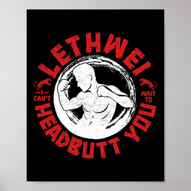 Poster Lethwei Instrutor Headbutt Burmese Boxing Myanmar  (Frente)