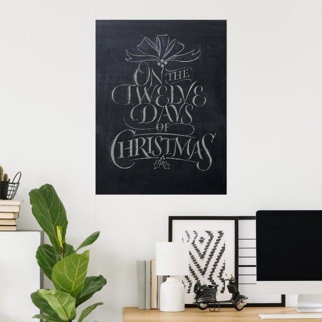 Poster Letra "12 dias de Natal" moderna (Escritório em casa)