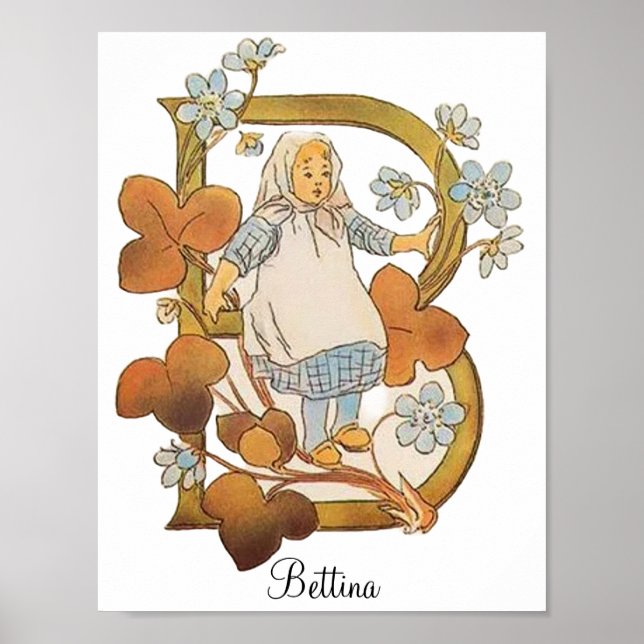 Poster Letra alfabética de vinheta personalizada B (Frente)