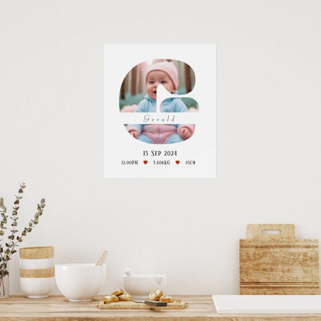 Poster Letra alfabética personalizada do bebê - G - Poste (Cozinha)